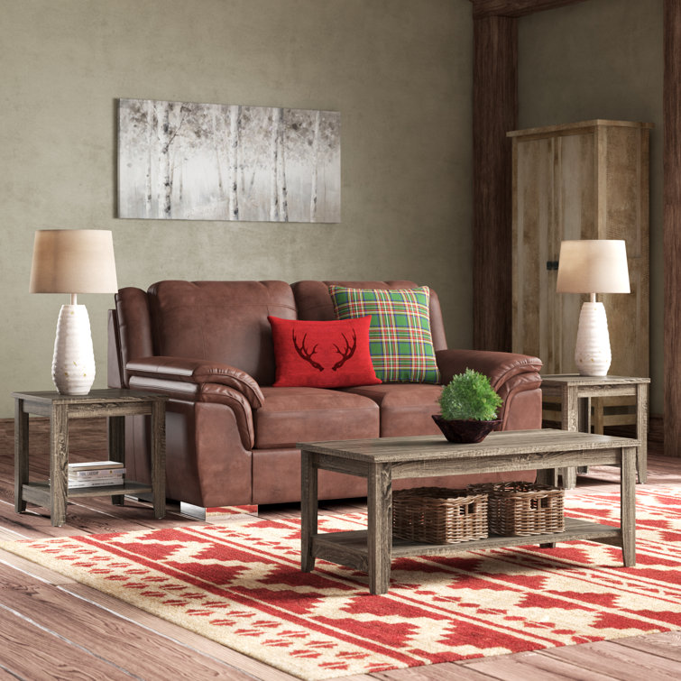 Table Set 3pcs Set Coffee End Side Accent Living Room Laminate Brown Transitional